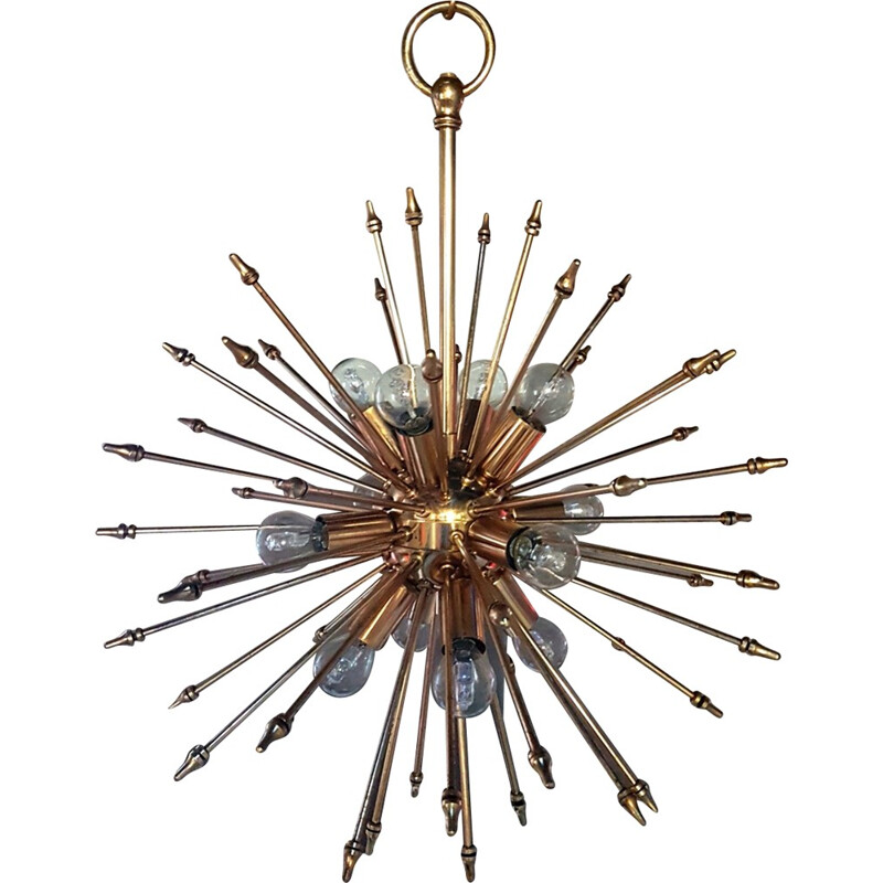 Mid-century brass sputnik chandelier - 1960s