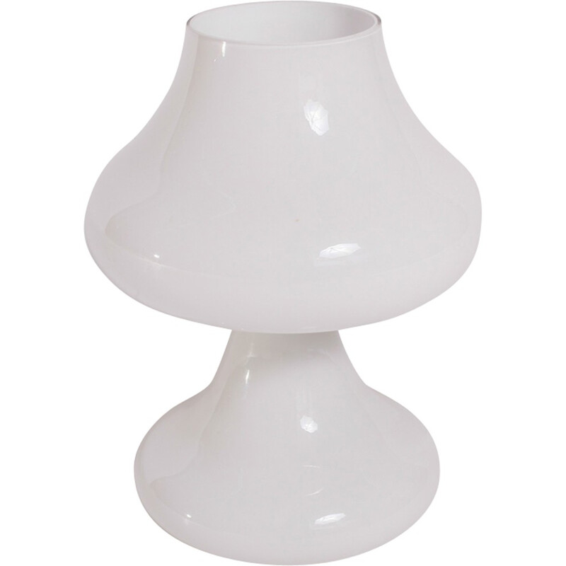 Vintage full glass white table lamp - 1970s