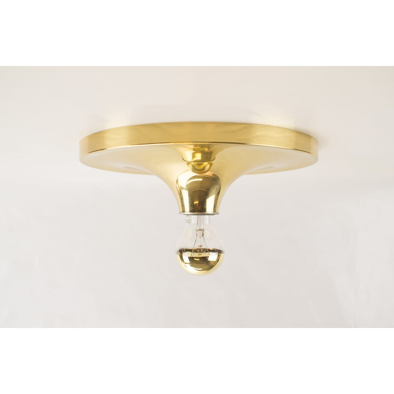 Brass Vintage German Disk Ceiling Lamp - 1960s