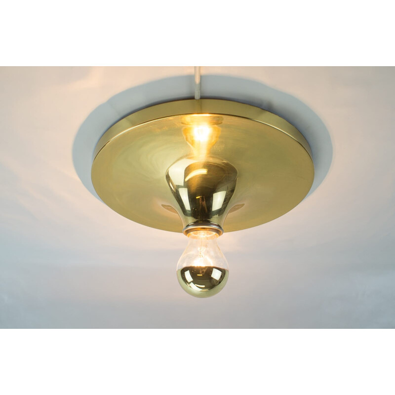 Brass Vintage German Disk Ceiling Lamp - 1960s