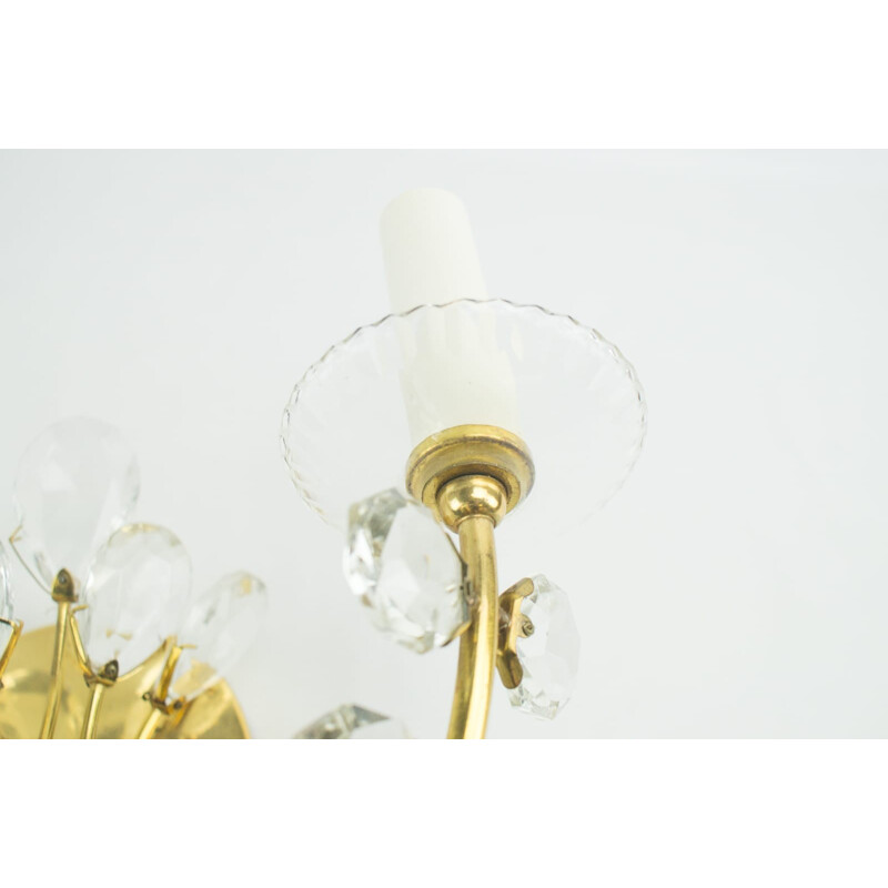 Set of 2 Golden Crystal Sconces - 1960s