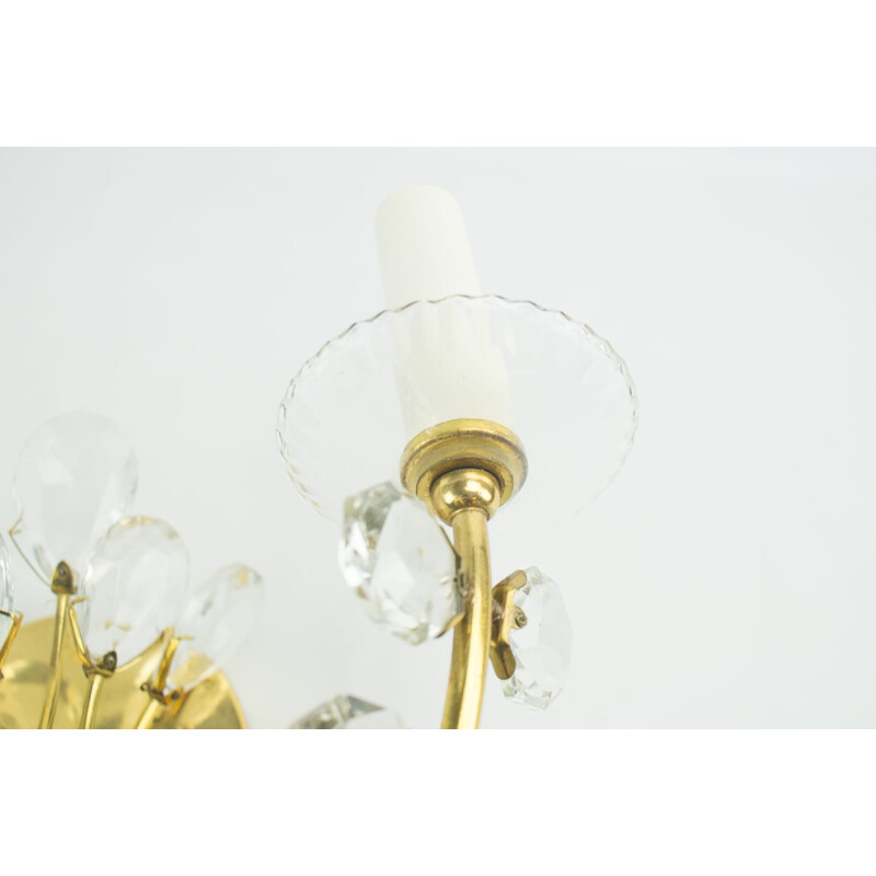 Suite van 2 Gouden Kristallen Wandlampen - 1960