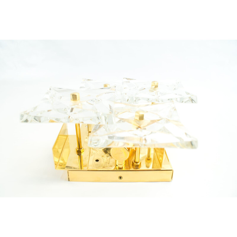 Glass Wall Lamp with Faceted Crystal from Kinkeldey - 1960s