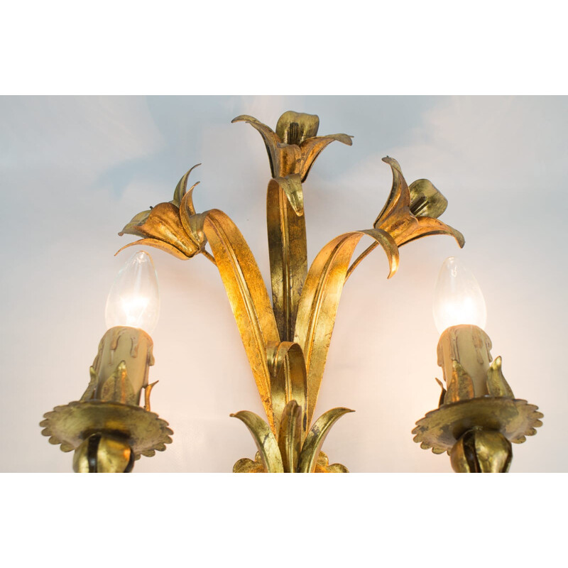 Gold-Plated Flower Lamp from Kögl - 1960s