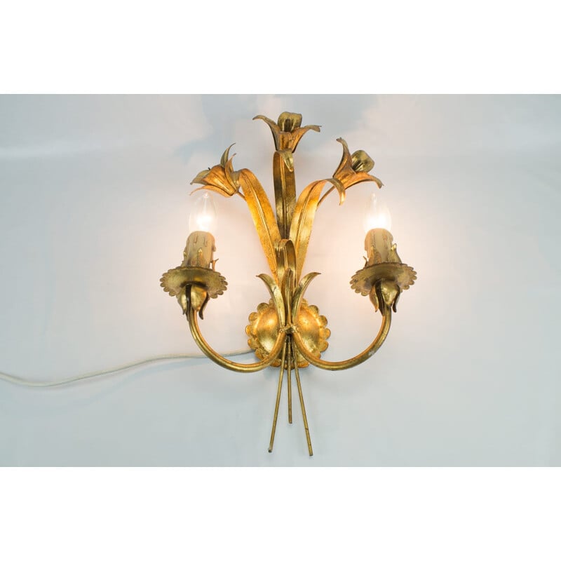 Gold-Plated Flower Lamp from Kögl - 1960s