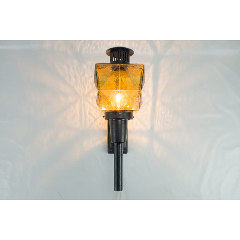 Vintage-Wandaußenlampe aus Metall und Prisma - 1950