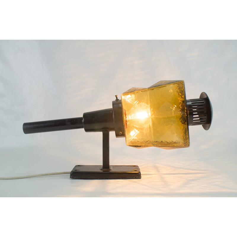 Lámpara de pared vintage de metal y prisma - 1950