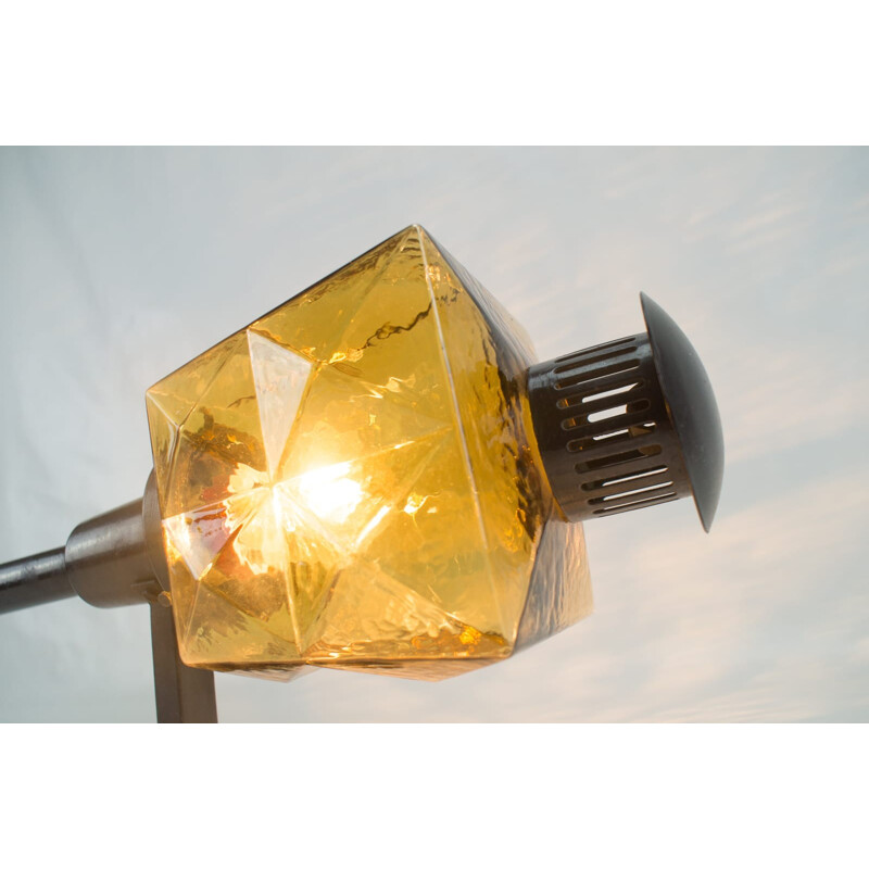 Vintage Metal & Prism Glass Wall Outdoor Lamp - 1950s