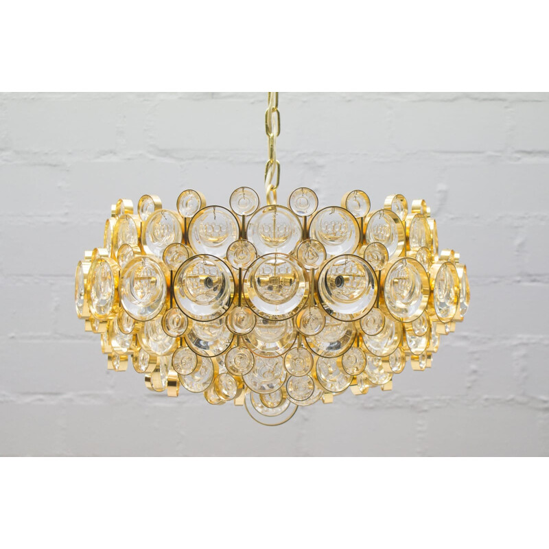 Large Gilded Vintage Chandelier from Palwa - 1960s