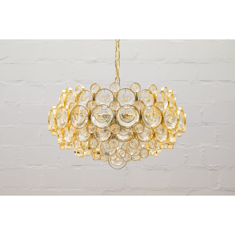 Large Gilded Vintage Chandelier from Palwa - 1960s