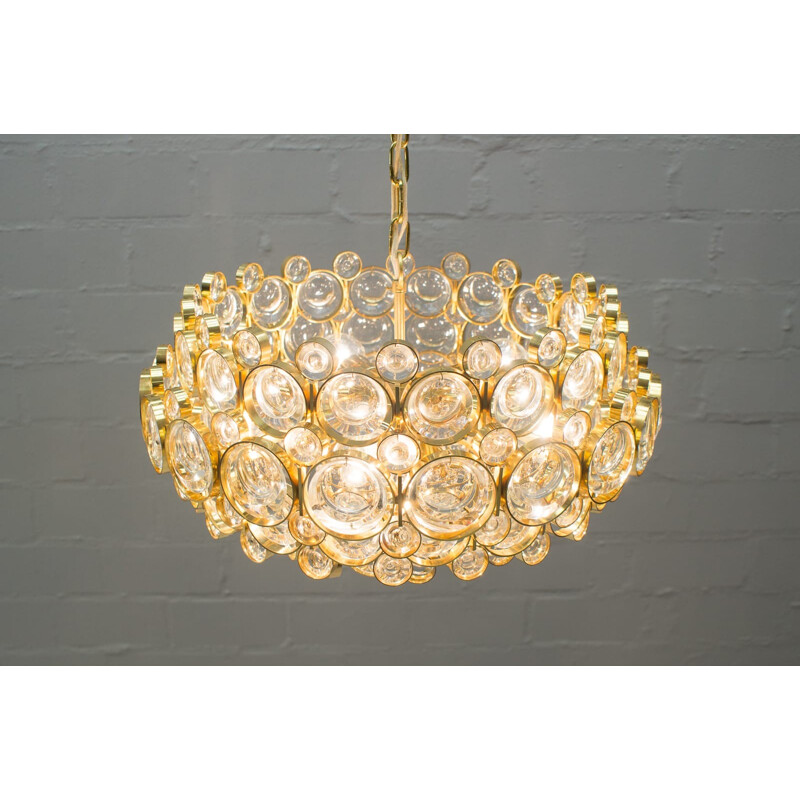 Large Gilded Vintage Chandelier from Palwa - 1960s