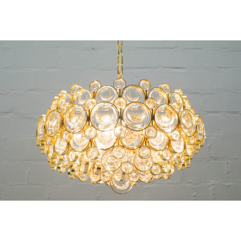 Large Gilded Vintage Chandelier from Palwa - 1960s