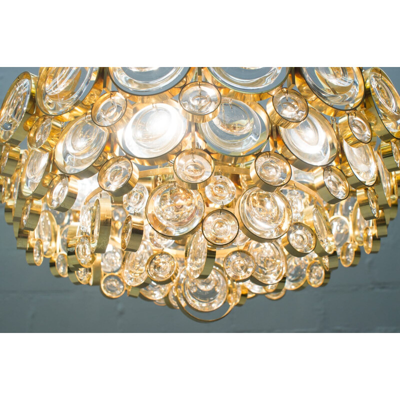 Large Gilded Vintage Chandelier from Palwa - 1960s