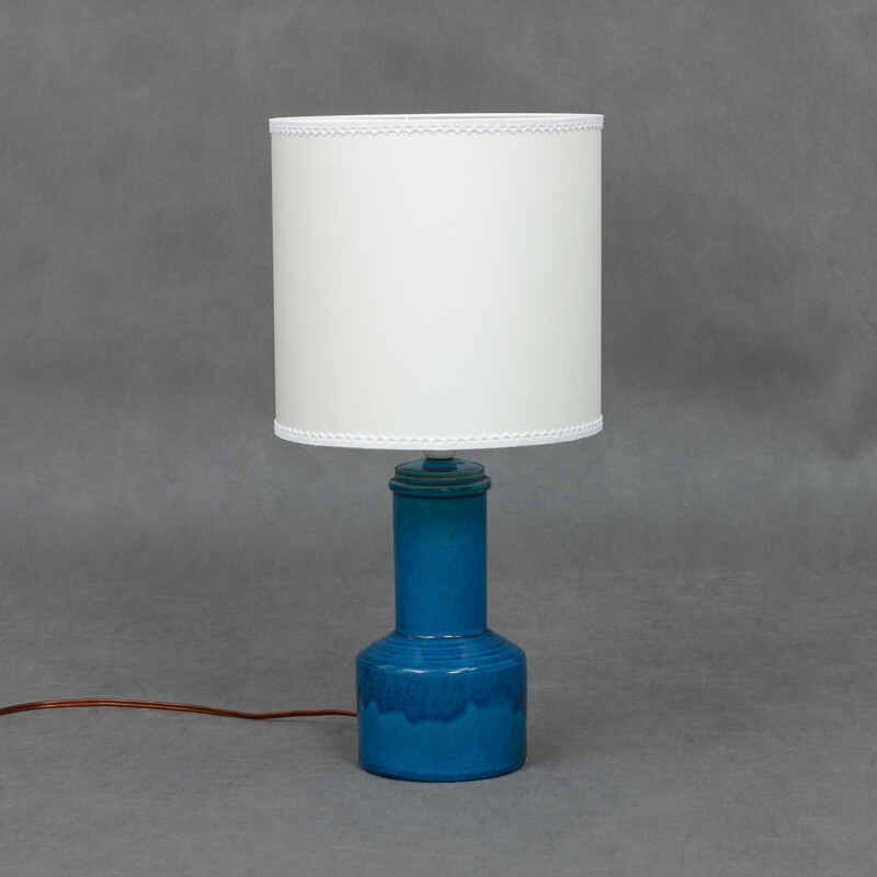 Niels Kahler deep blue ceramic lamp - 1960s