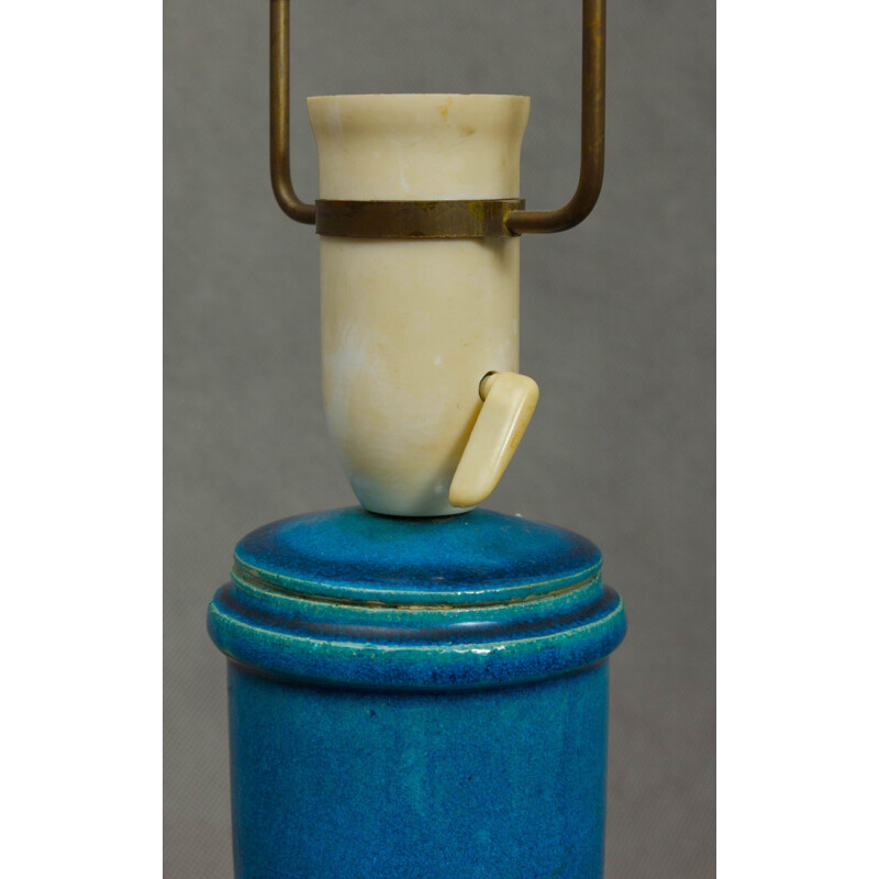 Niels Kahler deep blue ceramic lamp - 1960s
