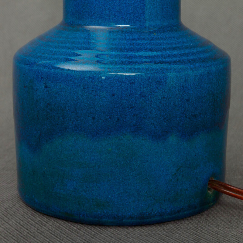 Lampe vintage danoise bleue en céramique, Niels Kahler - 1960