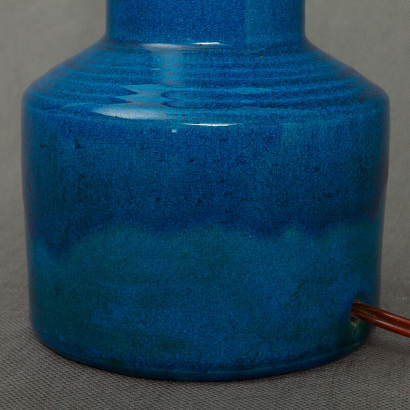 Niels Kahler deep blue ceramic lamp - 1960s