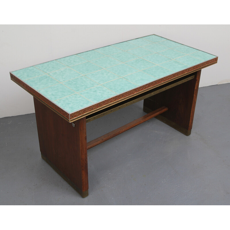 Vintage donkerhouten salontafel, Duitsland 1950