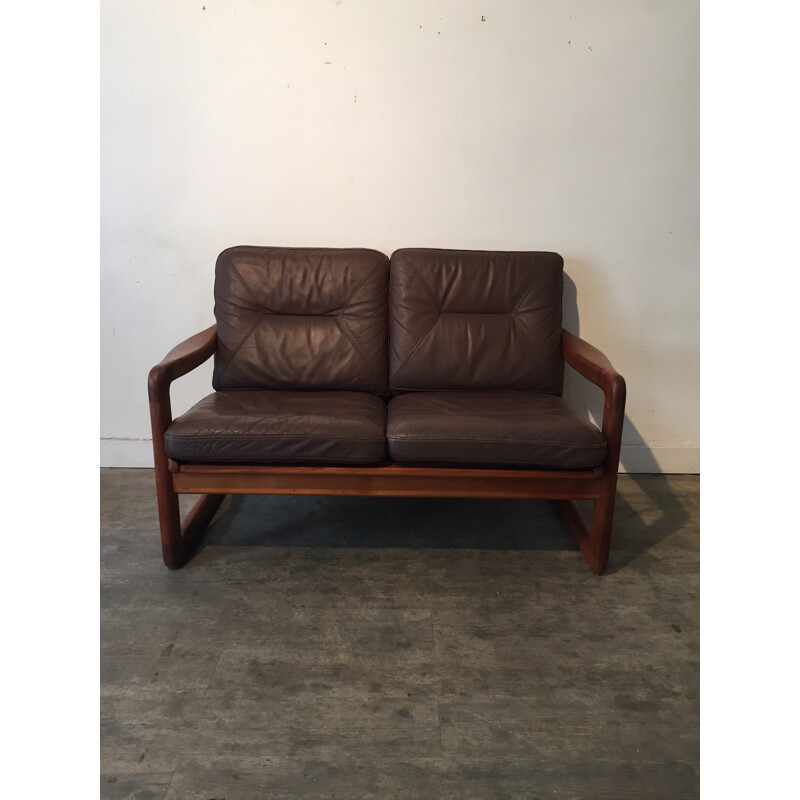 Dark Brown Leather Vintage Sofa - 1960s