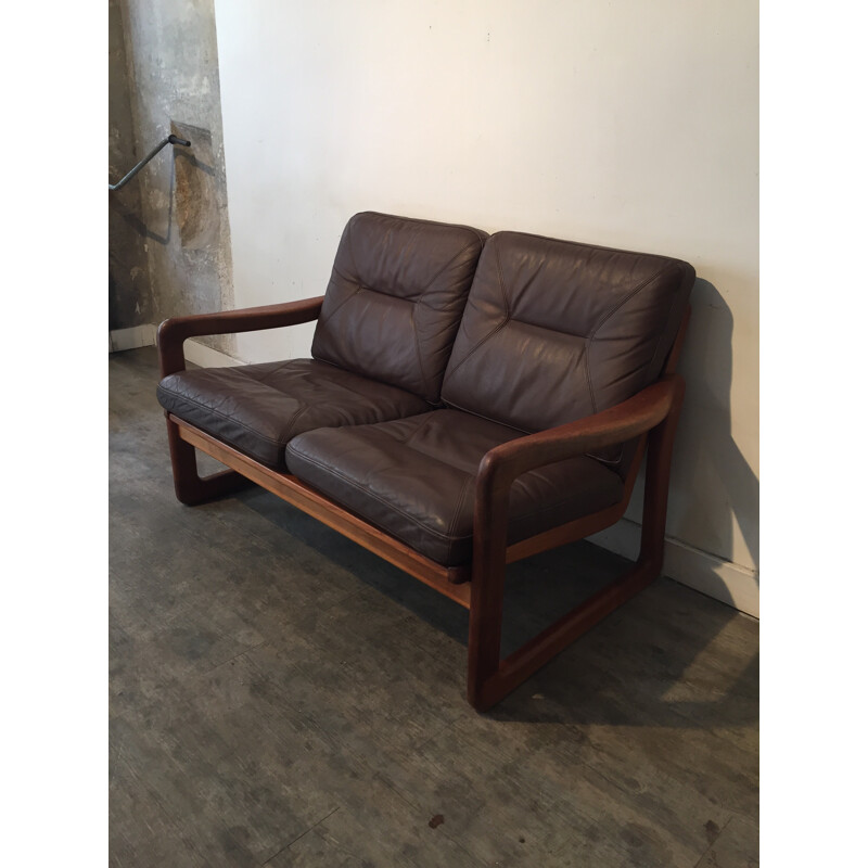 Dark Brown Leather Vintage Sofa - 1960s