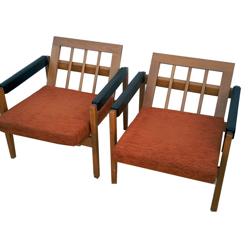 Pair of vintage wooden armchairs - 1960s