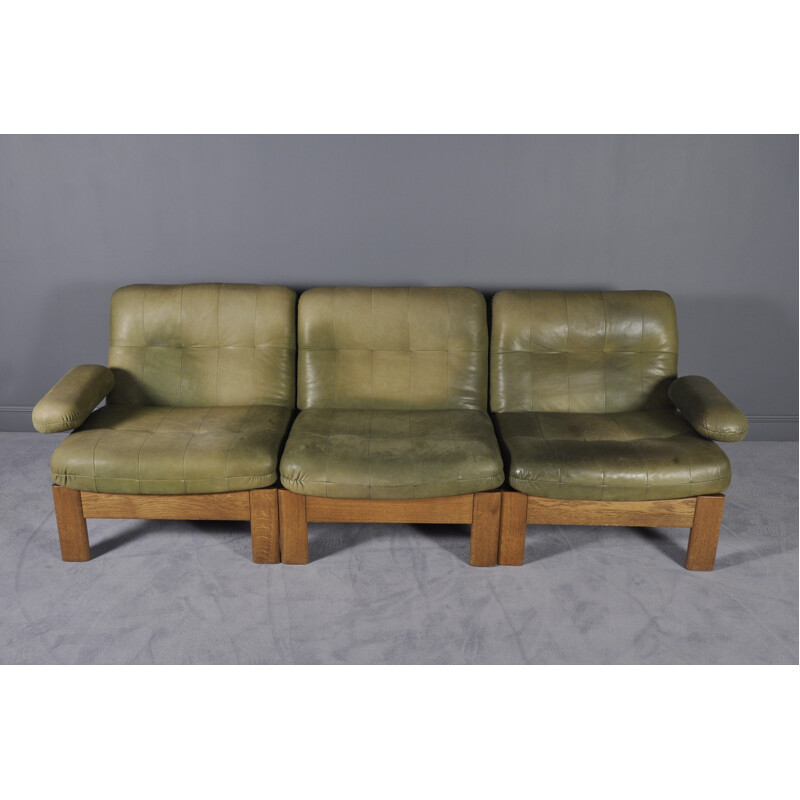 Canapé Sectionnel en Cuir Vert pour Leolux - 1970