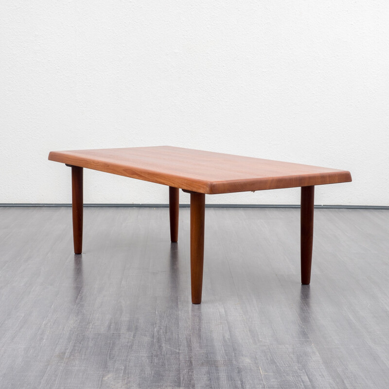 Straight-lined teak coffee table - 1970s