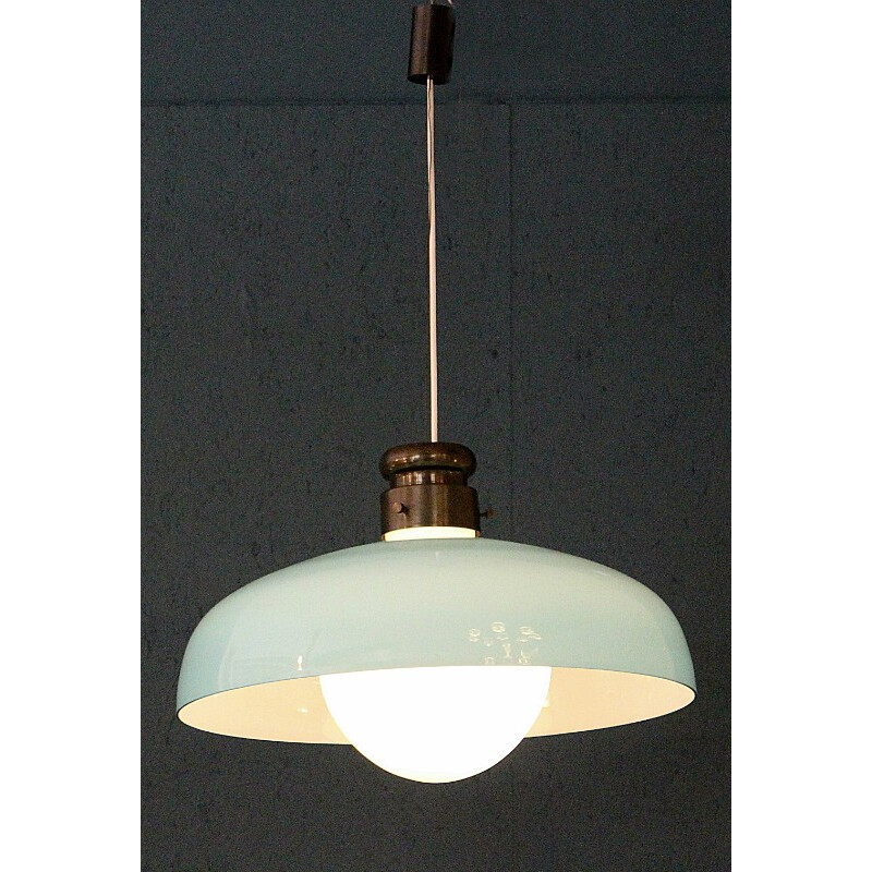 Vintage hanging lamp in opaline by Vistosi - 1960s