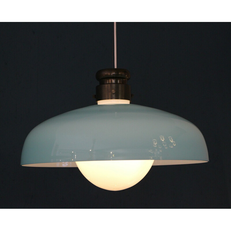 Vintage hanging lamp in opaline by Vistosi - 1960s