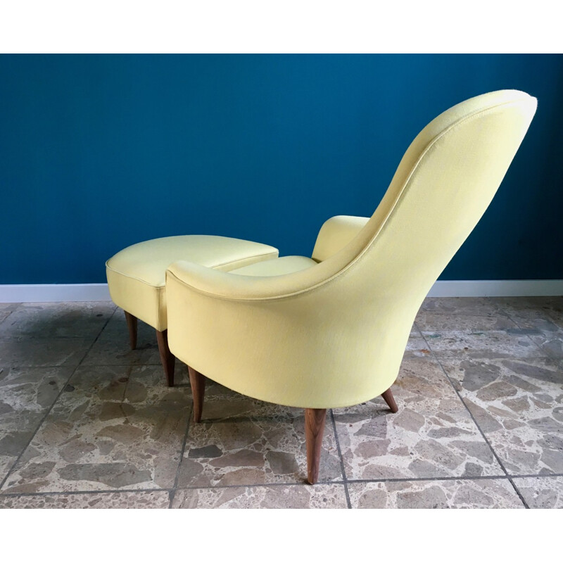 "Stora Adam" Lounge Chair with Ottoman by Kerstin Hörlin-Holmquist - 1950s