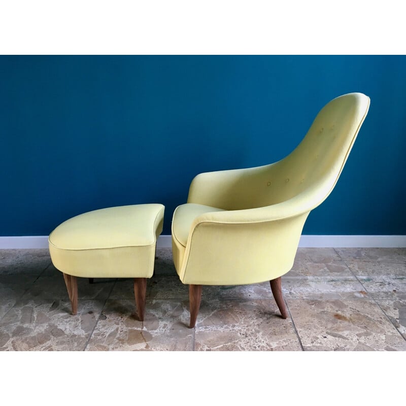 "Stora Adam" Lounge Chair with Ottoman by Kerstin Hörlin-Holmquist - 1950s