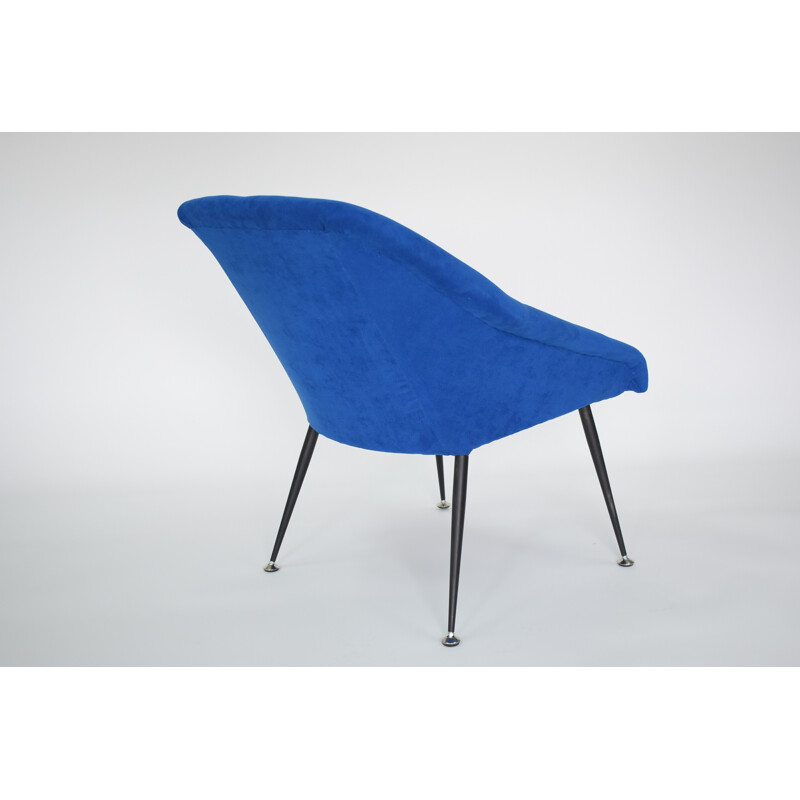 Vintage armchair in iron and blue fabric - 1970s