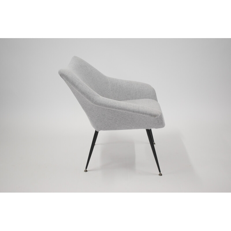 Fauteuil vintage en tissu gris - 1970