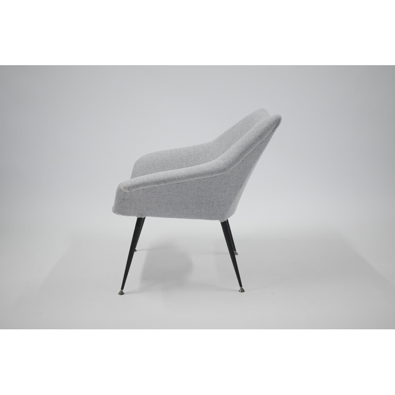 Fauteuil vintage en tissu gris - 1970