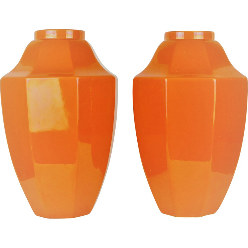 Set of 2 ceramic vases by Boch for La Louvière - 1930s 