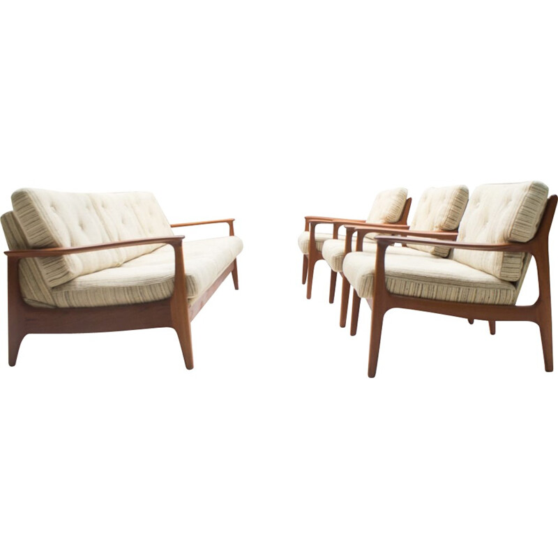 Eugen Schmidt Teak Sofa with 3 Armchairs for Soloform - 1960s