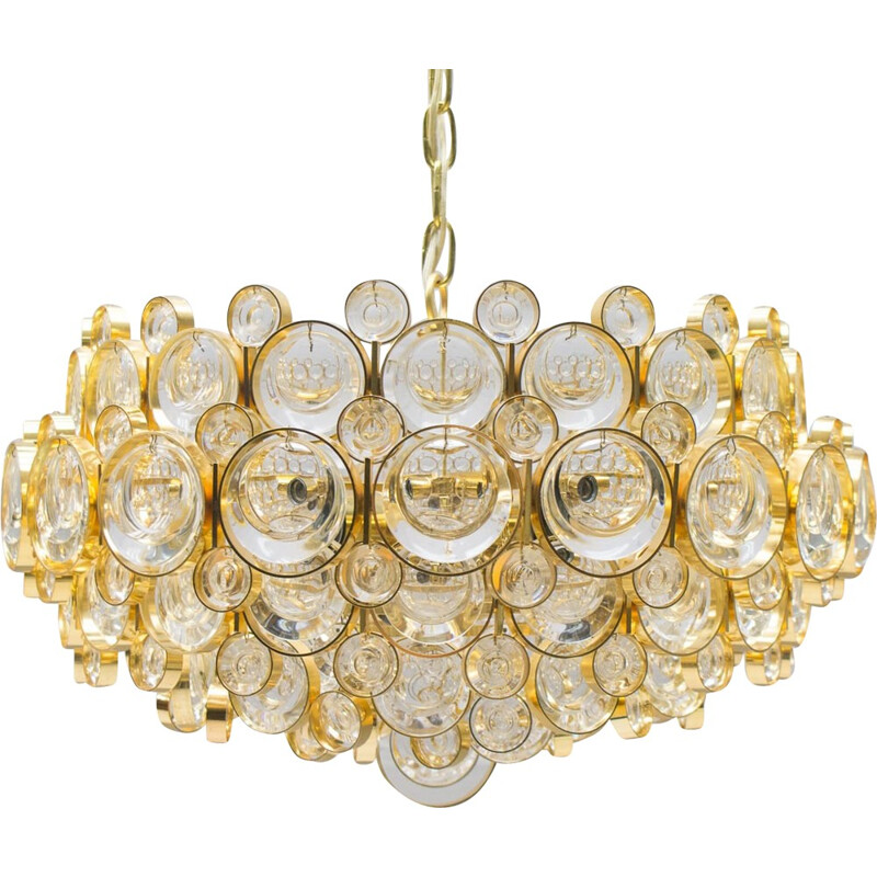 Large Gilded Vintage Chandelier from Palwa - 1960s
