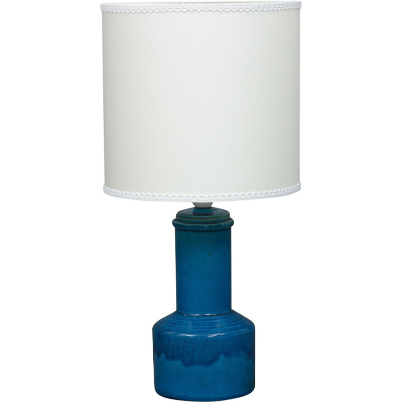 Lampe vintage danoise bleue en céramique, Niels Kahler - 1960