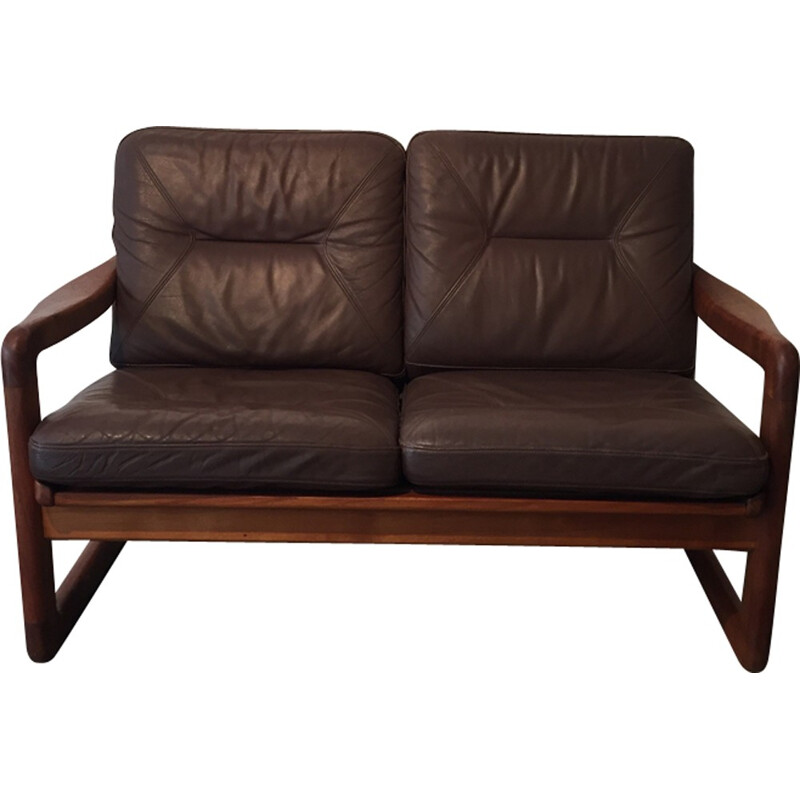 Dark Brown Leather Vintage Sofa - 1960s