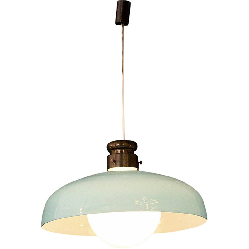 Vintage hanging lamp in opaline by Vistosi - 1960s