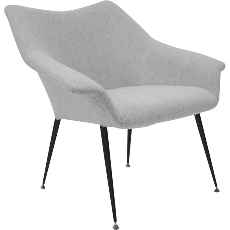 Fauteuil vintage en tissu gris - 1970