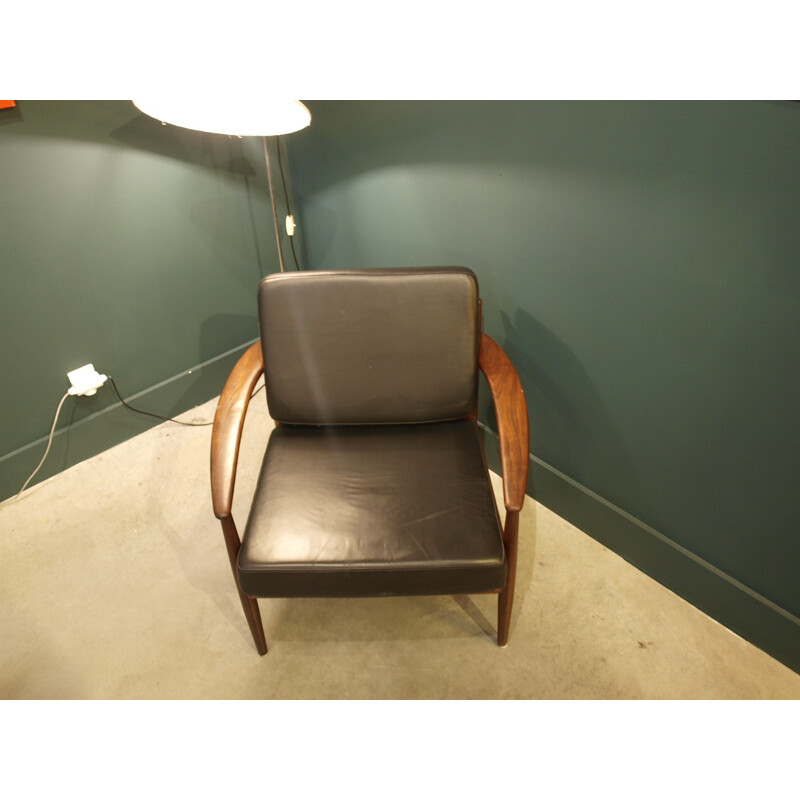 Scandinavian leather armchair -  1960s