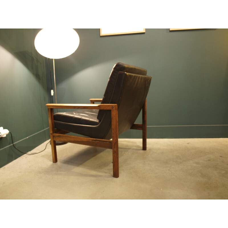Scandinavian leather armchair - 1960s 