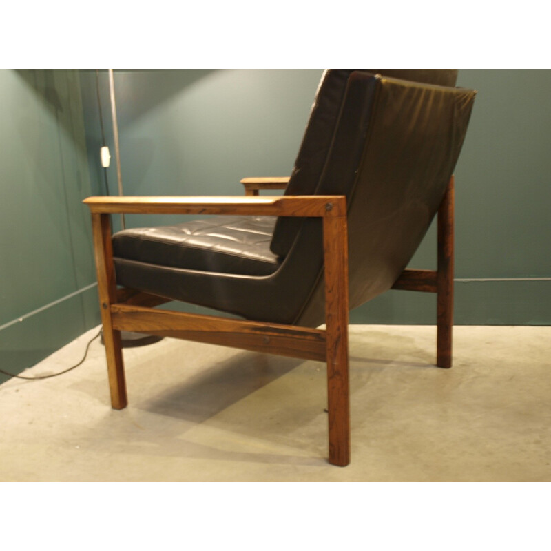 Scandinavian leather armchair - 1960s 