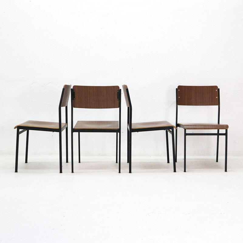 Suite de 6 chaises Vintage en contreplaqué - 1960