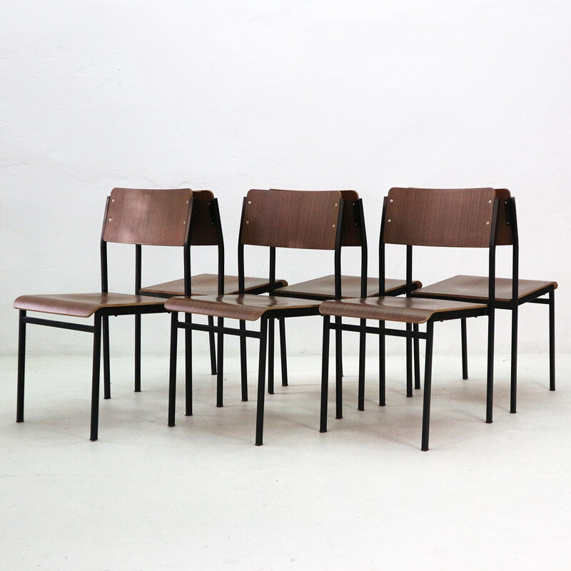 Set of 6 Mid-Century Modern plywood chairs - 1960s