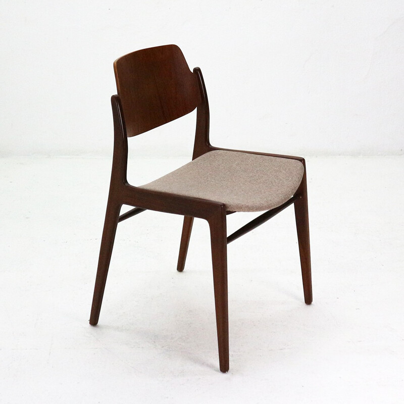 Lot of five newly covered teak dining chairs by Hartmut Lohmeyer for Wilkhahn - 1960s