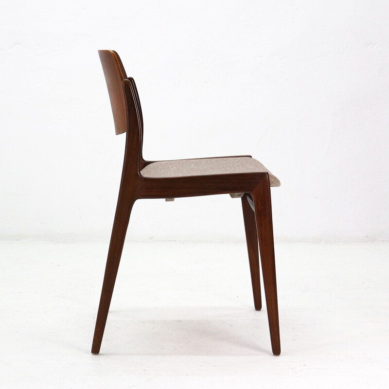 Lot of five newly covered teak dining chairs by Hartmut Lohmeyer for Wilkhahn - 1960s