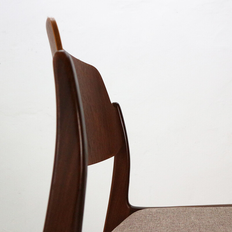 Lot of five newly covered teak dining chairs by Hartmut Lohmeyer for Wilkhahn - 1960s