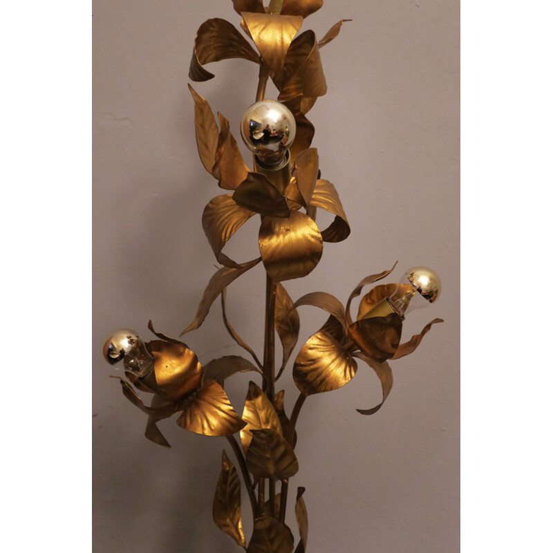 Vintage Hollywood Regency Gilt Tole Tree Floor Lamp - 1970s